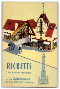 Ricketts Restaurant At The Watertower Chicago Illinois IL Vintage Postcard