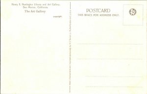 Postcard Henry E. Huntington Library Art Gallery San Marino CA Standard View 