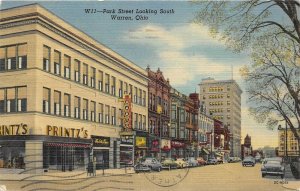 Warren Ohio 1950 Postcard Park Street Department Jewelry Store