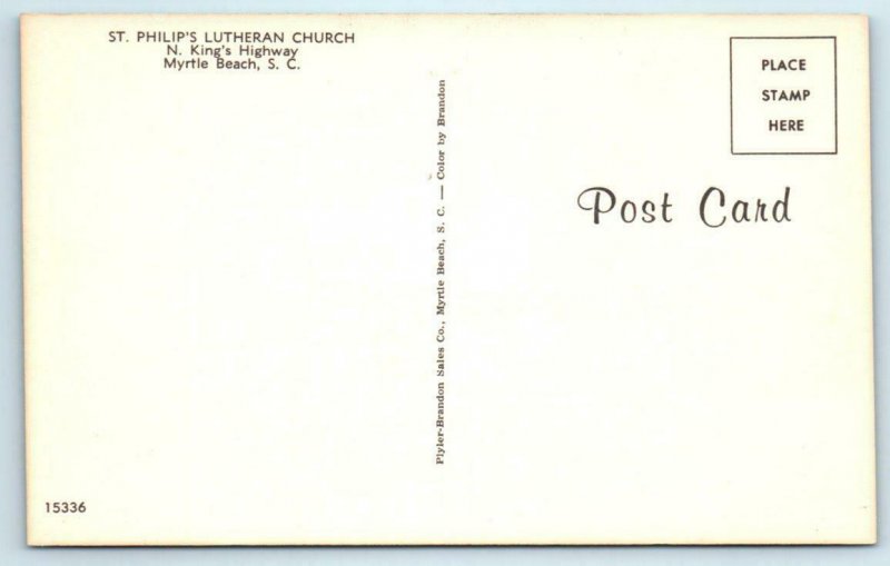 2 Postcards MYRTLE BEACH, South Carolina SC - Memorial Library, Lutheran Church