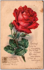 Greetings Accept This Loving Greeting From Heart Red Rose Flower Postcard