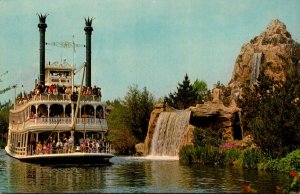 Disneyland Mark Twain Steamboat Passing Cascade Mountain 1961