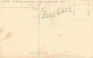 C-1910 Pretty Woman Hat Fashion hand colored Postcard 22-8070