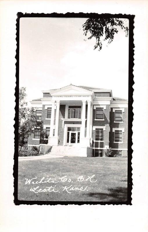 Kansas Ks Postcard Real Photo RPPC c1950 LEOTI Wichita County Court House 