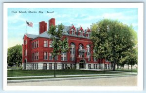 CHARLES CITY, Iowa IA ~ HIGH SCHOOL c1920s Floyd County Postcard