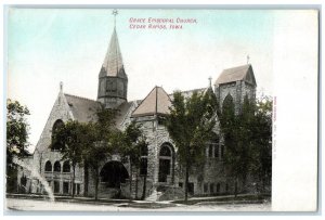 c1905 Grace Episcopal Church Exterior Cedar Rapids Iowa Vintage Antique Postcard