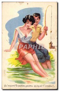 Humor - Illustration - fishing - fishing - Old Postcard