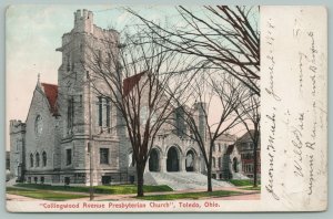 Toledo OH~Collingwood Ave Presbyterian Church~Stained Glass~Castellated~c1905 PC