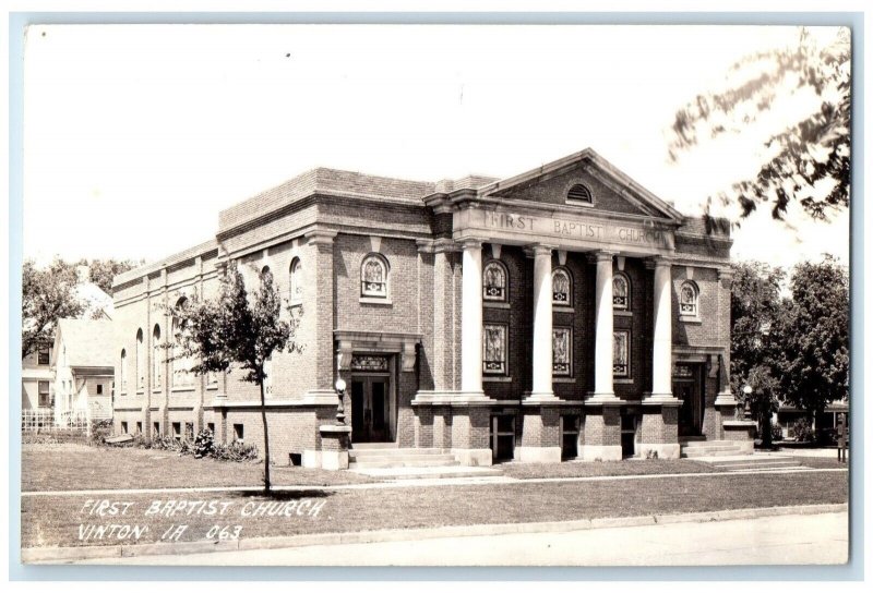 c1940's First Baptist Church Vinton Iowa IA RPPC Photo Unposted Vintage Postcard