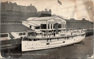 Vtg 1910s Municipal Dock Steamer Ship Tacoma Washington WA Postcard