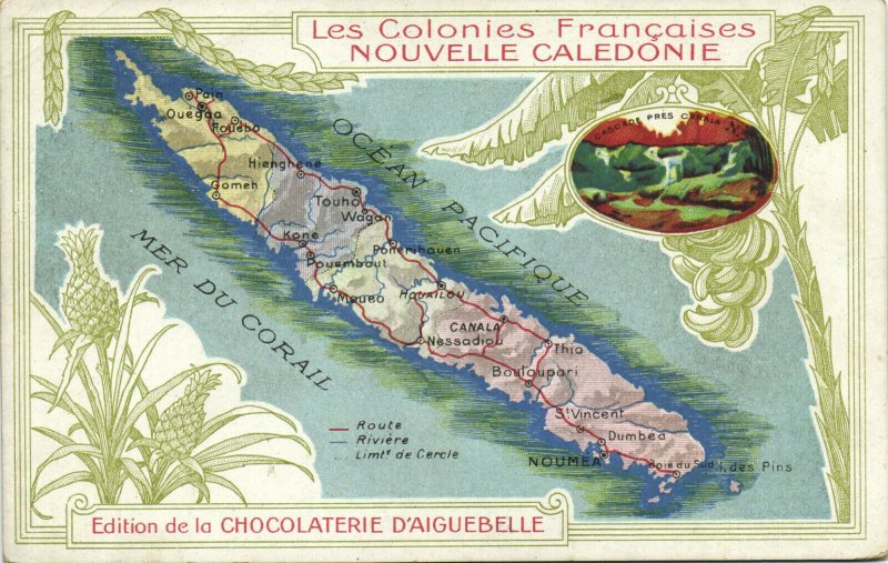 PC NEW CALEDONIA, MAP OD THE ISLAND, Vintage Postcard (b31448)