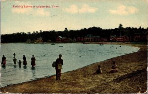 Postcard CT Woodmont Bathing Scene Cottages Pub. Danzinger & Berman 1910 V190
