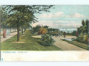 Unused Pre-1907 PEOPLE WALKING ON PATHS BY THE WATER Toledo Ohio OH Q1587