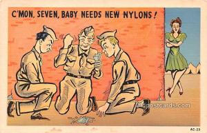 Military Comic Postcard, Old Vintage Antique Post Card Gambling Unused