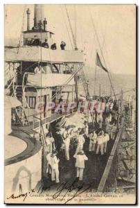 VINTAGE POSTCARD Boat army maneuvers the admiral Gervais in 