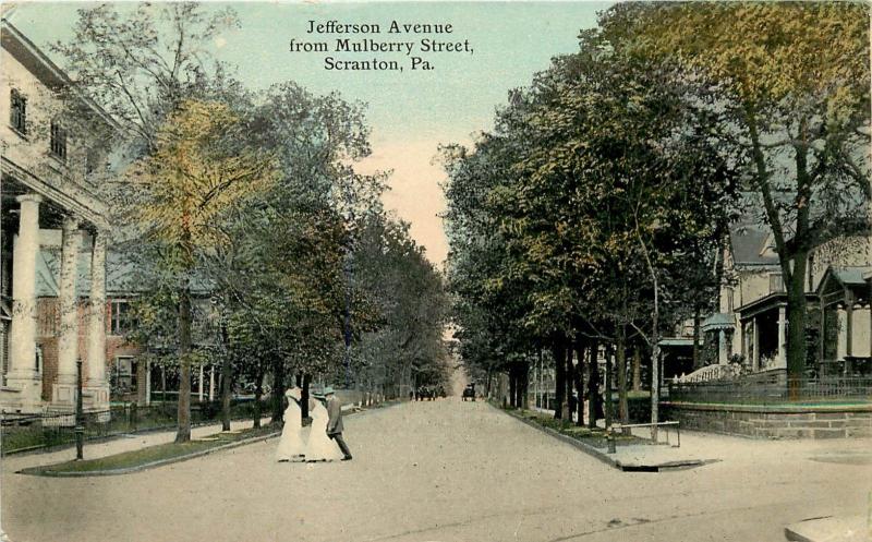 c1910 Postcard Jefferson Ave from Mulberry Street Scranton PA Lackawanna County 