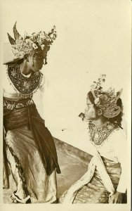 indonesia, BALI, Beautiful Native Legong Dancer Girls (1920s) RPPC Postcard