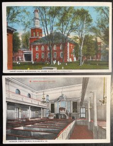 Vintage Postcard 1915-1930 Set of 2, Christ Church, Alexandria, Virginia