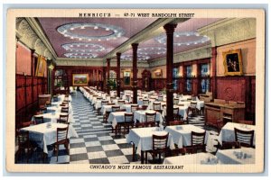 Chicago Illinois Postcard Henrici Interior View Restaurant 1951 Vintage Antique