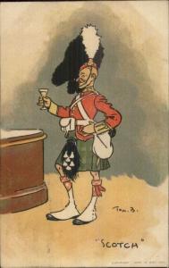 Tom B Browne Military Scotch Scotland Soldier Kilt Drinking Alcohol Postcard