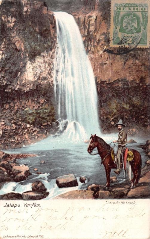 JALAPA VERACRUZ MEXICO CASCADA de TEXELO~M M ALBA PUBLISHED POSTCARD 1905 PSTMK