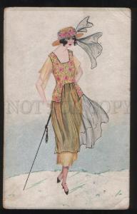 3101439 Stylish Lady Belle ART NOUVEAU FASHION Vintage color PC