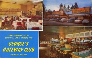 GEORGE'S GATEWAY CLUB Roadside LAKE TAHOE Stateline NV 1950s Casino Postcard