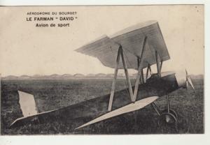 FRANCE Airplane du Bourget  LA FARMAN DAVID postcard