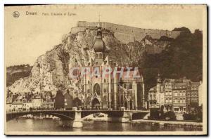 Postcard Old Bridge Dinant Citadel and Church