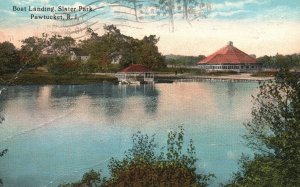 Vintage Postcard 1917 View Of Boat Landing & Slater Park Pawtucket Rhode Island