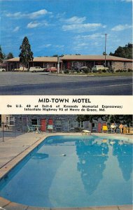 Havre De Grace Maryland 1960s Postcard Mid-Town Motel Swimming Pool