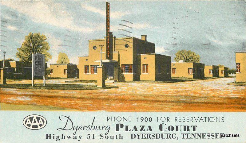 1954 Dyersburg Plaza Court Roadside Tennessee Toofine linen postcard 7259 