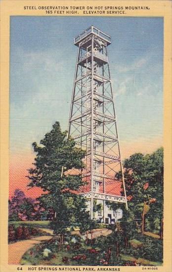 Steel Observation Tower On Hot Springs Mountain 165 Feet Elevator Service Hot...