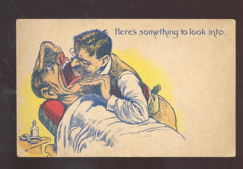 HERE IS SOMETHING TO LOOK INTO DENTIST VINTAGE COMIC POSTCARD BLACK AMERICANA