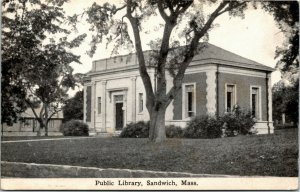 Vintage Postcard MA Barnstable County Sandwich Public Library ~1910 H16