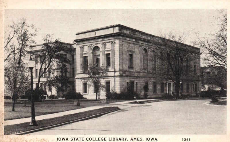 Iowa State College Library Historical Building Landmark Ames Lowa IA Postcard