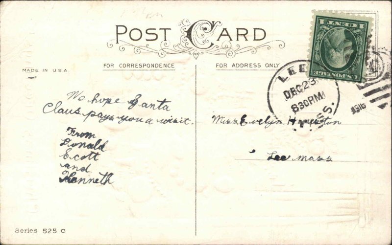 Christmas Tree Jack in the Box Doll Embossed Stecher c1900s-10s Postcard