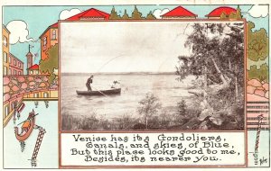 Vintage Postcard 1912 Venice Condor Years Canals In Skies Of Blue