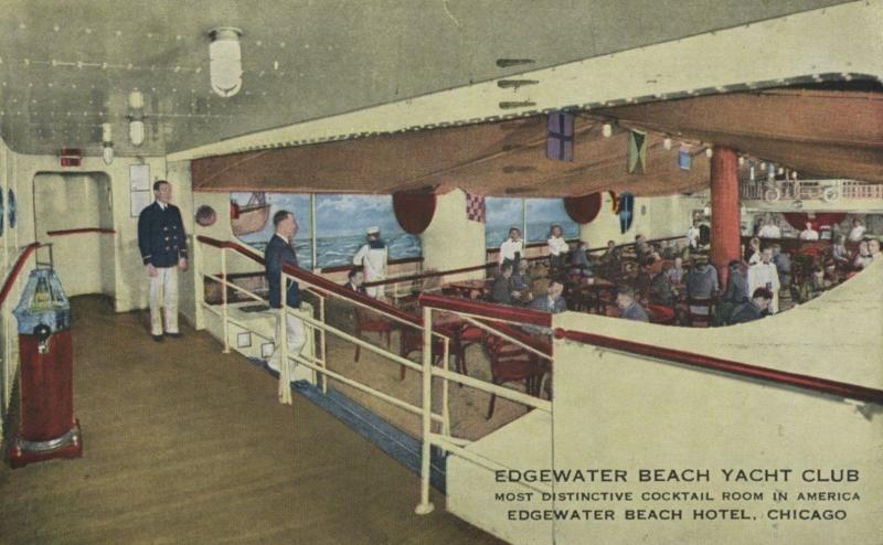 Edgewater Beach Yacht Club ~ Chicago IL Illinois ~ c1944 Postcard