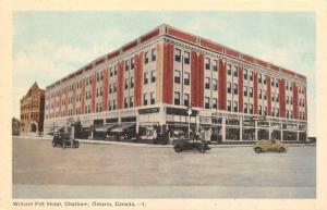 CHATHAM, Ontario Canada   WILLIAM PITT HOTEL & Street View   30's CARS  Postcard