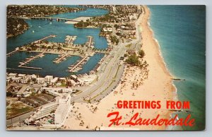 Aerial View Of Fort Lauderdale Florida VINTAGE Postcard 0669