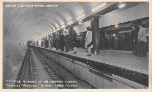 Chicago Subway Center Platform Speeds Service Train Station IL 1940s postcard