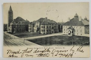 Baltimore Md Woman's College & 1st M.E. Church 1911 to Millington Postcard S5