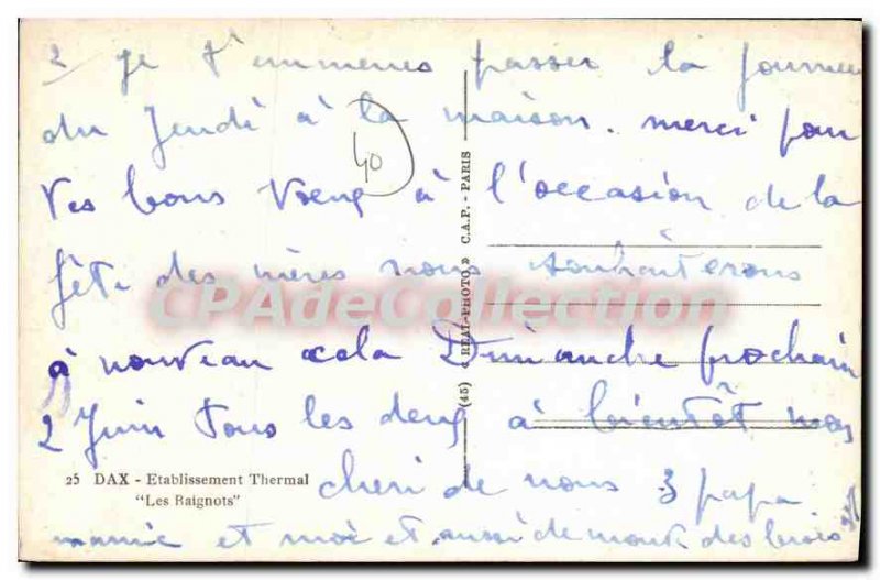 Postcard Old Dax Thermal Establishment The Raignots