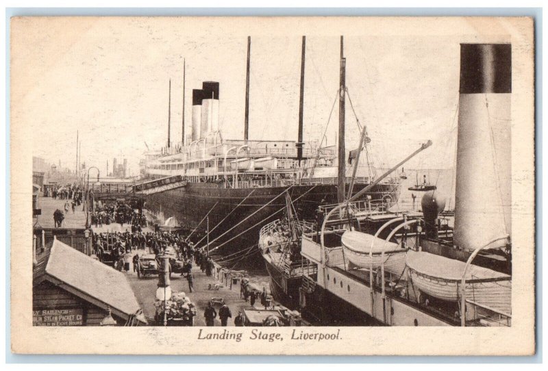 c1930's Ship Landing Stage Liverpool England Antique Unposted Postcard