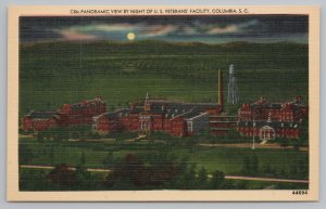 Columbia South Carolina~Panorama Us Veterans Facility At Night~Vintage Postcard