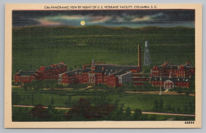 Columbia South CarolinaPanorama Us Veterans Facility At NightVintage Postcard