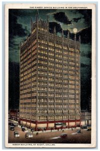 Dallas Texas Postcard Office Building Southwest Busch Night 1917 Vintage Antique