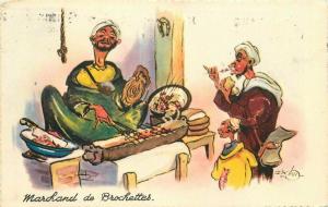 Comic Humor 1952 Morocco Ship Kabob Food Street Postcard Vendor 5749
