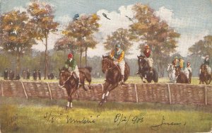 Steeplechasing. Taking the Hurdle Tuck Oilette Postcard # 9118